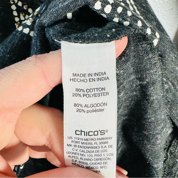 Chico’s Leaf beaded Embroidered Dolman Heather Gray Top Size 2 Women’s US Large - Picture 7 of 9